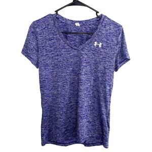 Under Armour Purple V Neck Tee S Athletic Activewear Gym Running Sport Top